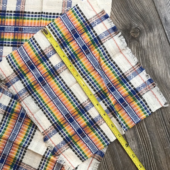 Set of 6 Cloth Napkins Stripe Rainbow Plaid Boho - Picture 4 of 5